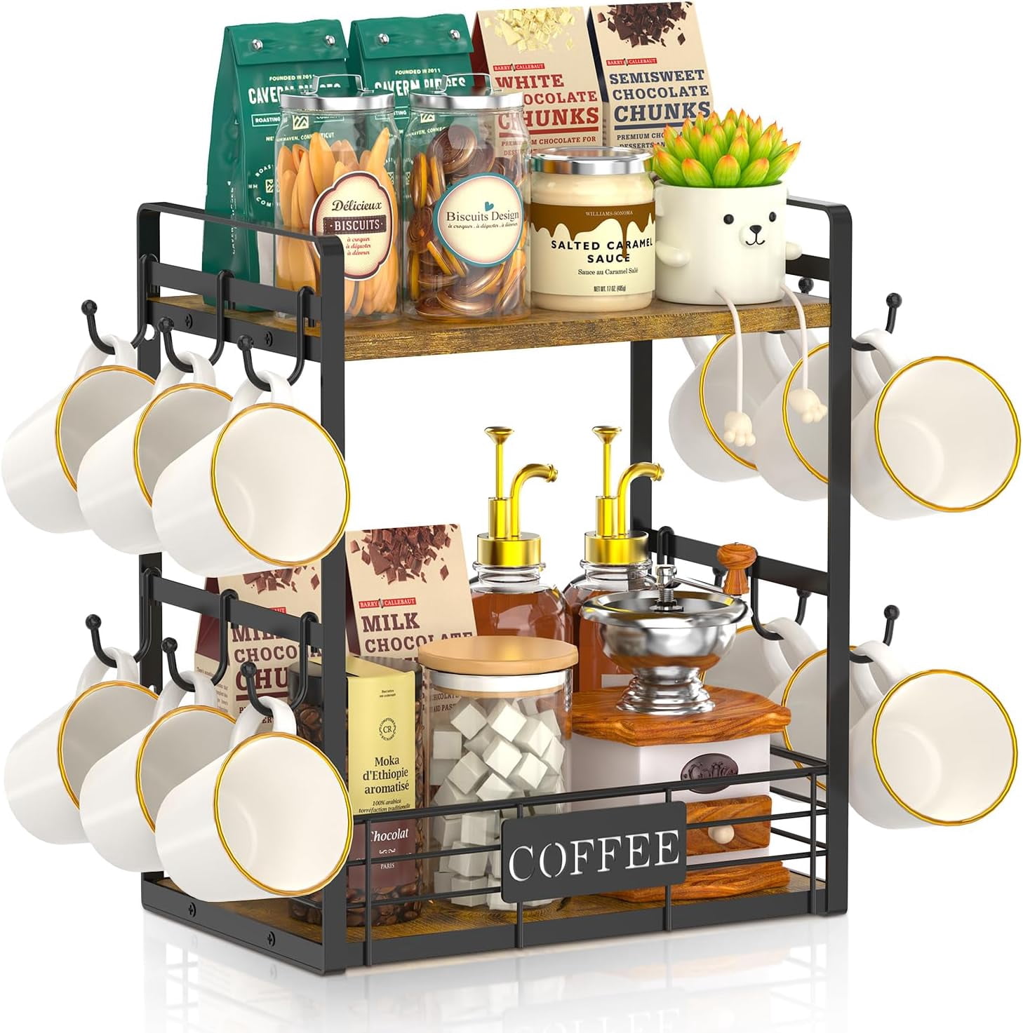 Coffee Bar Station Organizer Mug Cup Holder Stand for Countertop, Multi ...