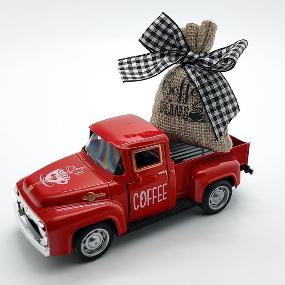 Coffee Bar Table Decoration,Drink Station Classic Metal Truck with Coffee Beans Burlap Sack Ornaments,Rustic Farmhouse Vintage Pickup Car Decor for Tabletop Centerpiece Home Kitchen