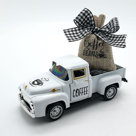 Coffee Bar Table Decoration,Drink Station Classic Metal Truck with Coffee Beans Burlap Sack Ornaments,Rustic Farmhouse Vintage Pickup Car Decor for Tabletop Centerpiece Home Kitchen