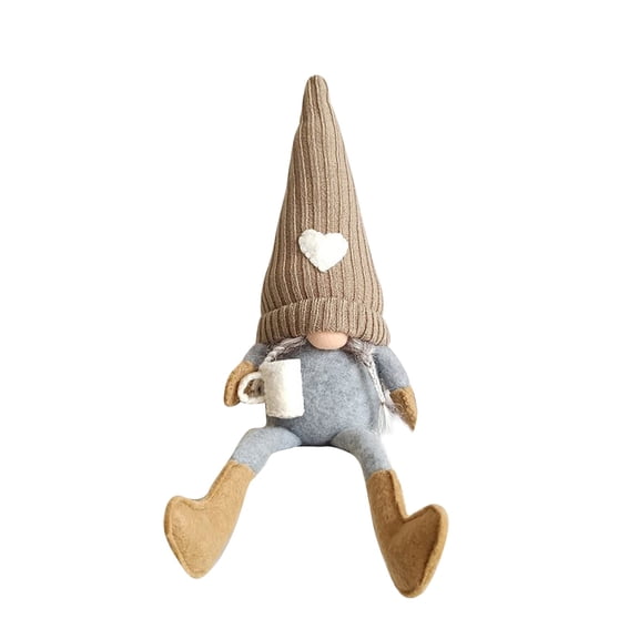 Coffee Bar Tiered Tray Farmhouse Gnome Decor, Faceless Doll Ornament For Home, Handmade Plush With Wool Fabric Body Knitted Hat And Interesting Shoes