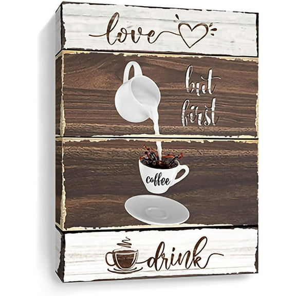 Coffee Bar Wall Decor 12x16 IN For Kitchen Farmhouse Wall Art Love But First Coffee Sign Canvas Home Decor Modern Home Dining Room Decorative Artwork Great Framed Picture Cute Poster Prints Room Decor