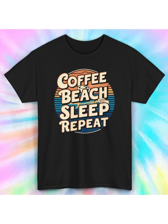 Coffee Beach Sleep Repeat Shirt | Summer Vibes Tee S-5XL