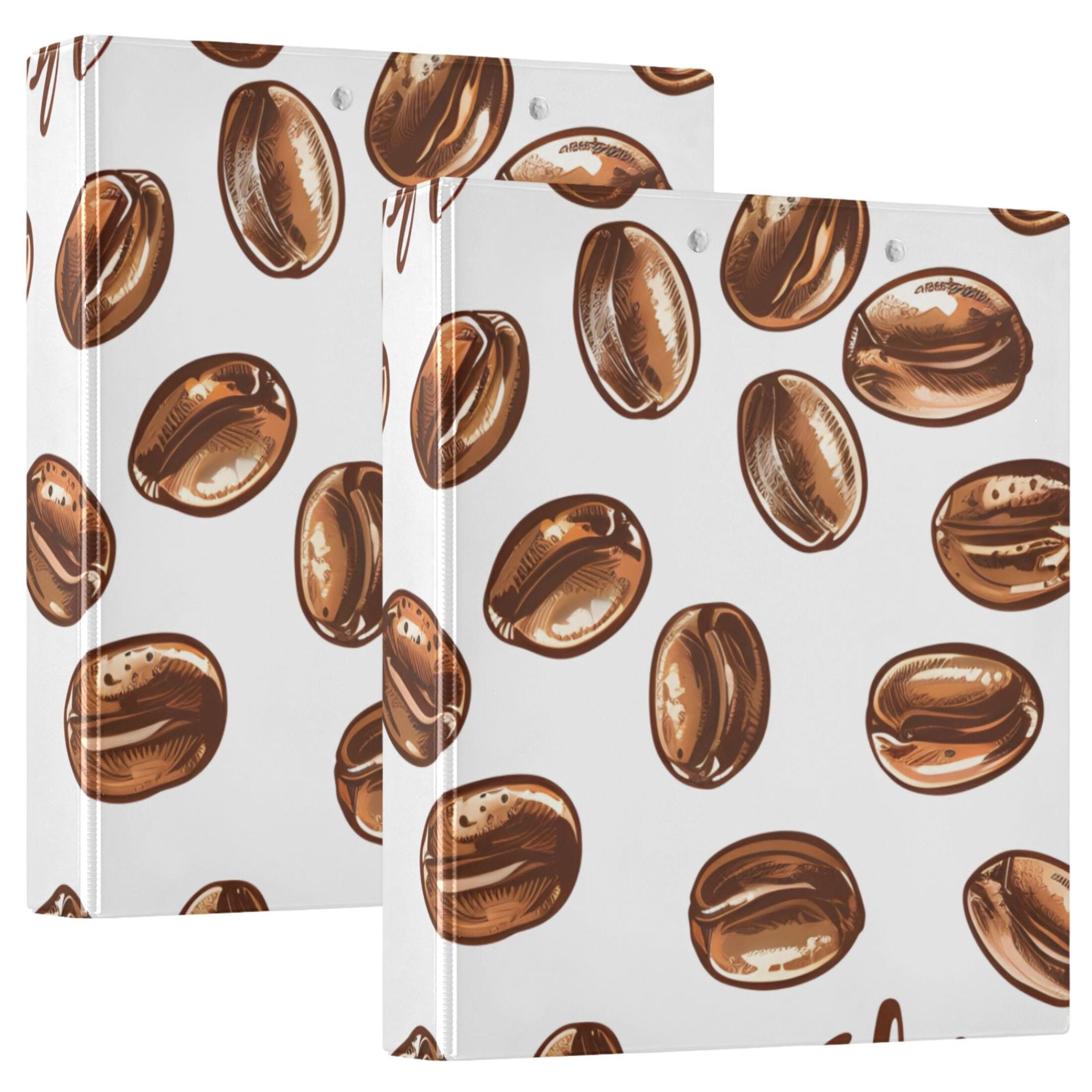 Coffee Bean 3 Ring Binders 1.5 inch Hardcover File Folders with Interior Pockets A4 Size Organizer for School Office Hospital