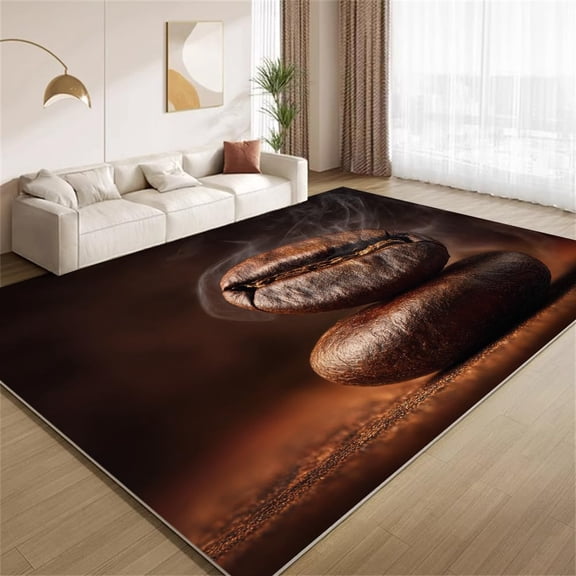 Coffee Bean Area Rugs, Brown Coffee Beans Coffee Lovers Carpet, Washable Non Slip Low Pile Soft Rug for Entryway Bedroom Living Room Decor Mat 2ftx3ft
