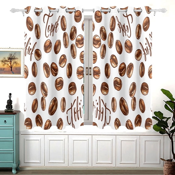 Coffee Bean Curtains Grommet Black Out 54 Inch Length Curtain Drapes for Bedroom Living Room 2 panels set