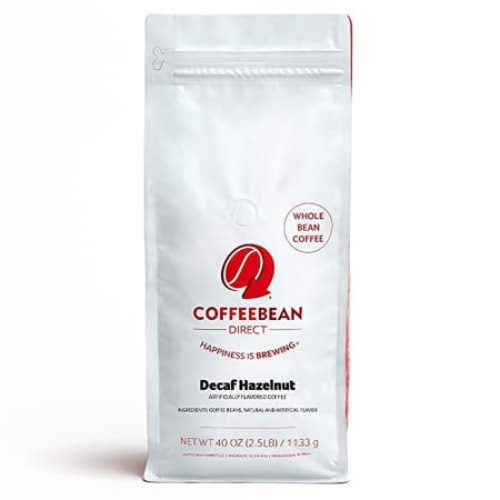 Coffee Bean Direct Decaf Hazelnut Flavored, Whole Bean Coffee, 2.5-Pound Bag
