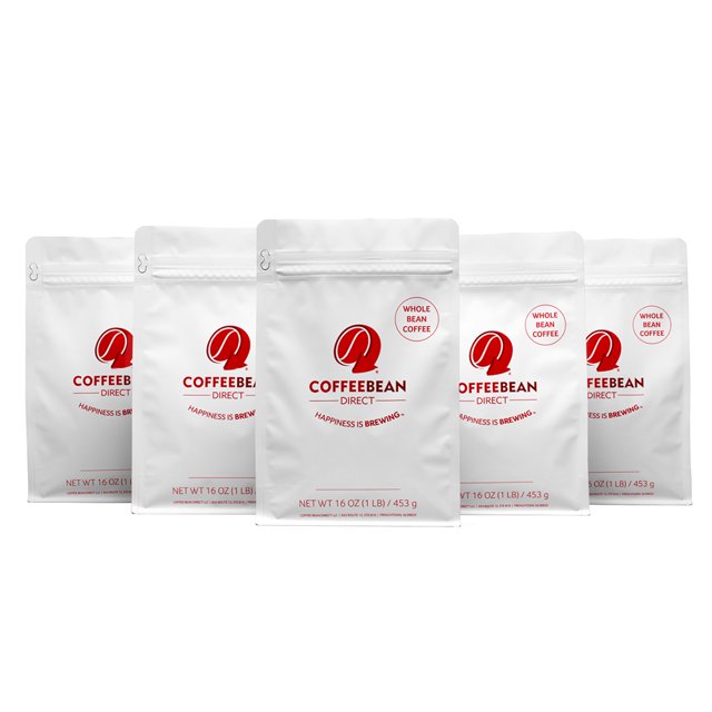 Coffee Bean Direct Roast Caffeinated Whole Bean Coffee, Variety Pack, 1 LB, 5 Ct