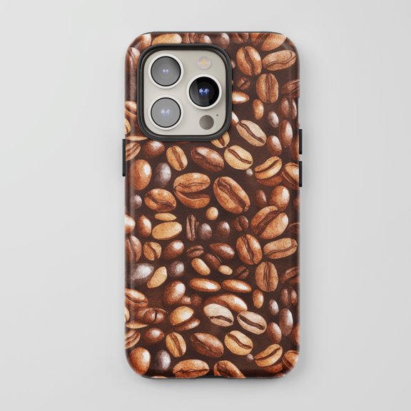 Coffee Bean For All iPhone Series Protective Phone Case Watercolor Art Brown