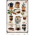 thumbnail image 1 of Coffee Bean Machine Tin Sign Retro Metal Wall Decor 8" x 12" Cup of Coffee Vintage Wall Art Poster for Home Cafe Room Bar Kitchen Man Cave Decor Gift, 1 of 7