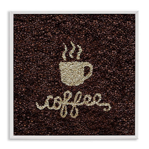 Stupell Industries Coffee Bean Pattern White Framed Giclee Art, design by Seven Trees Design
