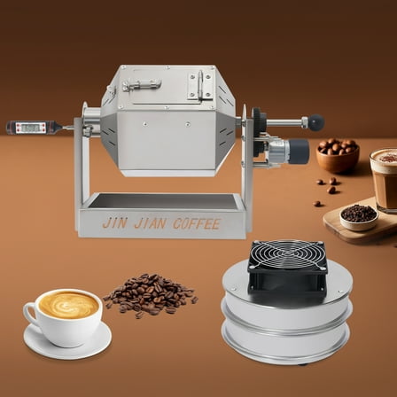 Coffee Bean Roaster, 3.8L/3.45Qt Gas Burner Coffee Roasting Machine Adjustable 5-60 rpm/min Electric Bean Roaster Machine with Cooler and 2 Sieves for Home Use Coff Shops Coff Lovers