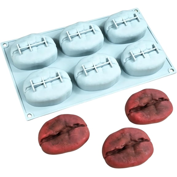 Coffee Bean Silicone Mousse Mold, 6 Cavity, Food Grade, Nonstick, for Baking, DIY