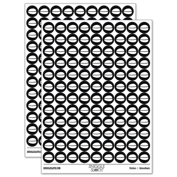 Coffee Bean Solid 200+ Round Stickers - Black - Gloss Finish - 0.50" Size