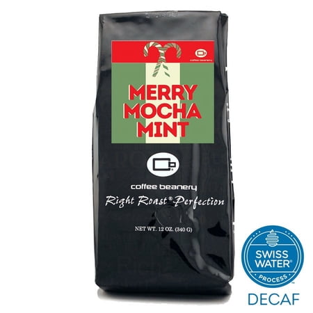 Coffee Beanery Merry Mocha Mint Flavored Coffee SWP Decaf 12 oz. (Whole Bean)