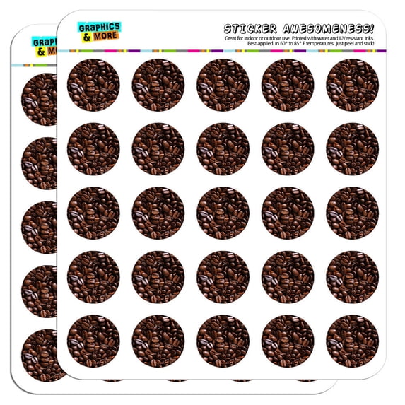 Coffee Beans 1" Scrapbooking Crafting Stickers