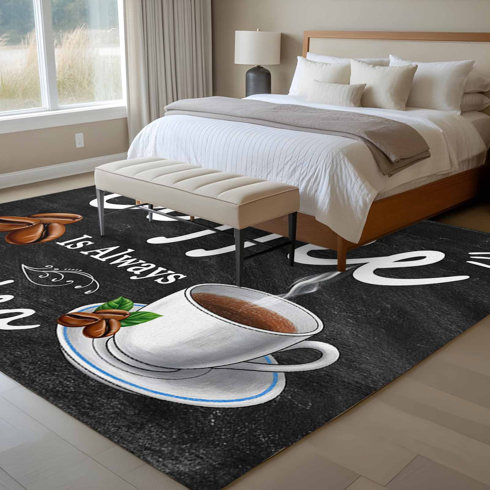 Coffee Beans 6x9 Rug for Dining Room Table and Chair Setup, Coffee Cup ...