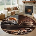 thumbnail image 1 of Coffee Beans 8' Round Area Rug, Brown Hot Cafe Latte Cup Drink Country Washable Non-Slip Large Circle Rugs for Living Room Bedroom, Soft Low Pile Rug Carpet for Dining Room Kitchen Farmhouse, 1 of 9