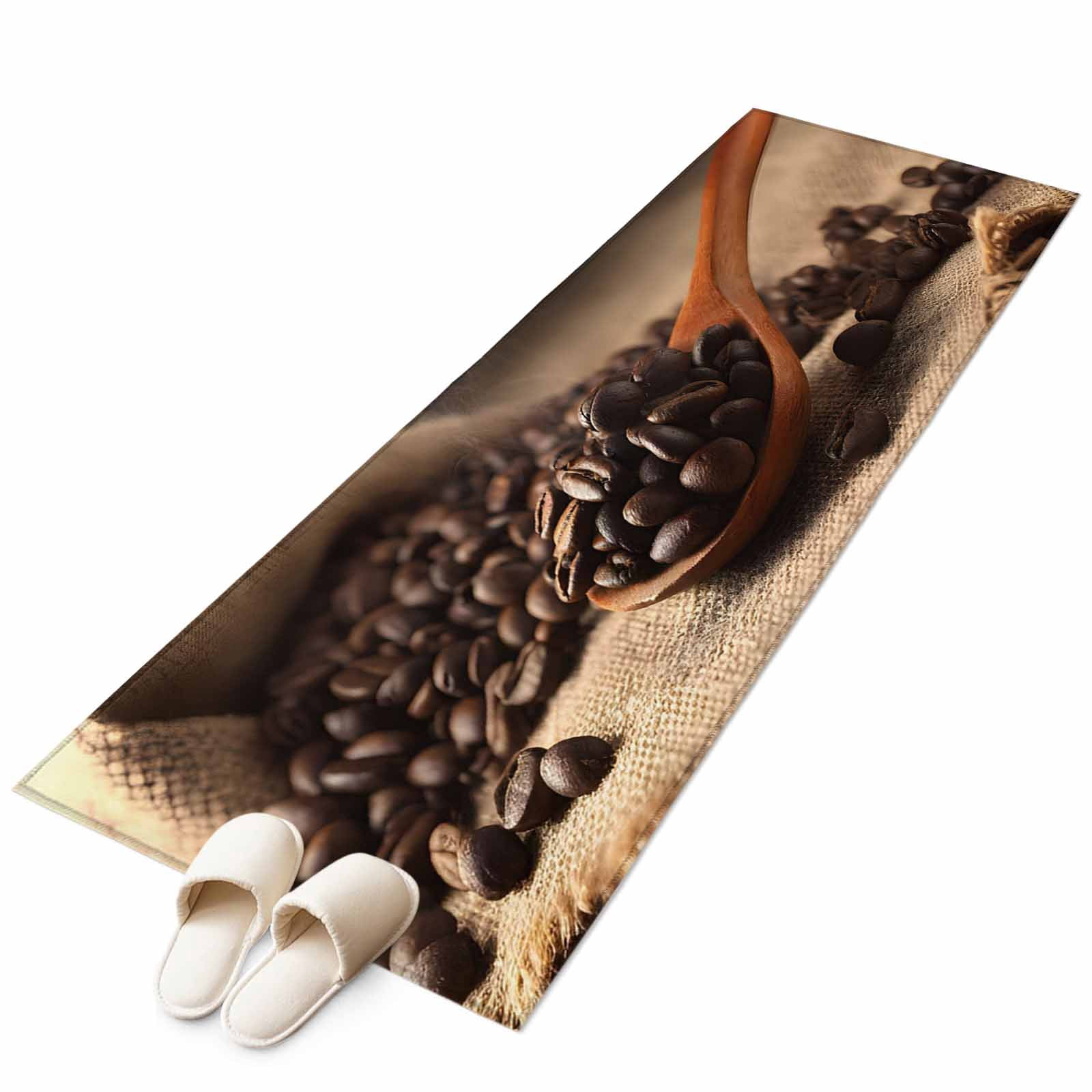 Coffee Beans Area Rugs Collection 2'x6', Vintage Wooden Spoon Dark ...