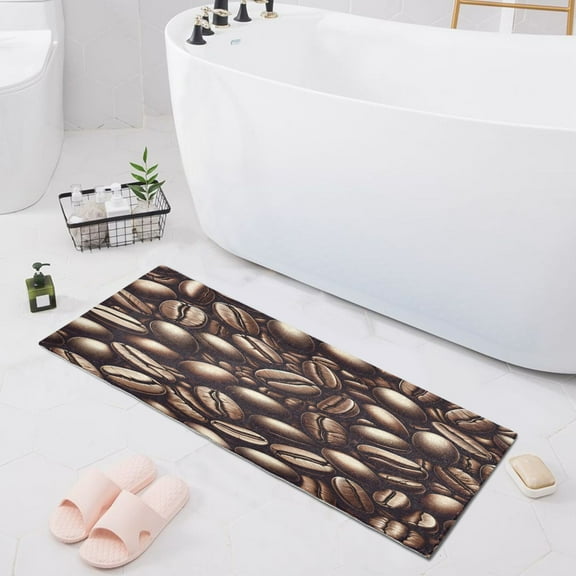 Coffee Beans Bath Mat 39x20 Non-Slip Bathroom Rugs Absorbent Soft Plush Quick Dry for Tub Shower Kitchen Home Decor