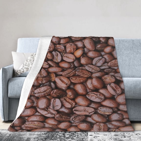 Coffee Beans Blanket Gifts For Kids Adults - Lightweight Throw Blanket For Bedroom Living Room Decor Soft Fuzzy Fleece Cozy Plush Bed Couch 60"X50"