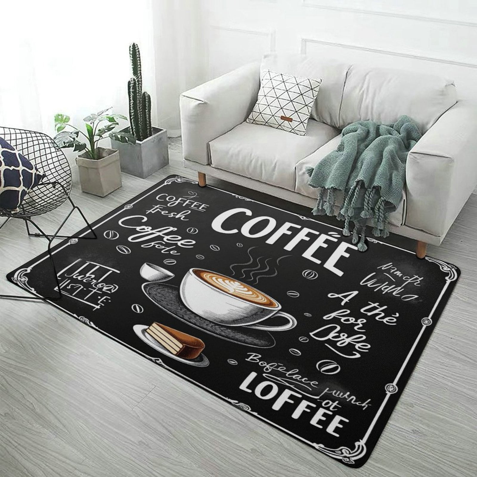 Coffee Beans Cup Carpet Soft Comfy Rug for Home Living Room Bedroom ...