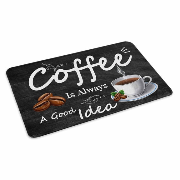 Coffee Beans Doormat Coffee Cup Letterings Art Print Non Slip Low Profile Rubber Door Mat Washable Absorbent Indoor Front Door Mat Entryway Rug Entrance Carpet 24x36 Inch