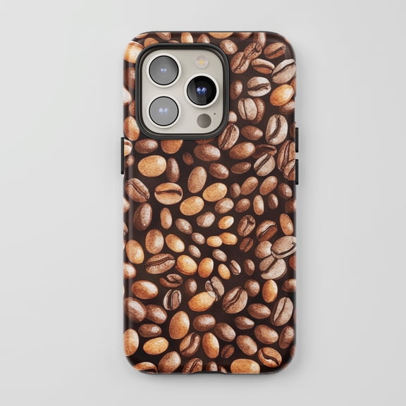 Coffee Beans For All iPhone Series Protective Phone Case Coffee Pattern Brown