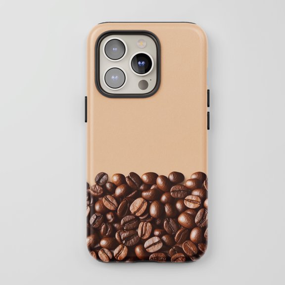Coffee Beans For All iPhone Series Protective Phone Case Coffee Theme Brown Tan
