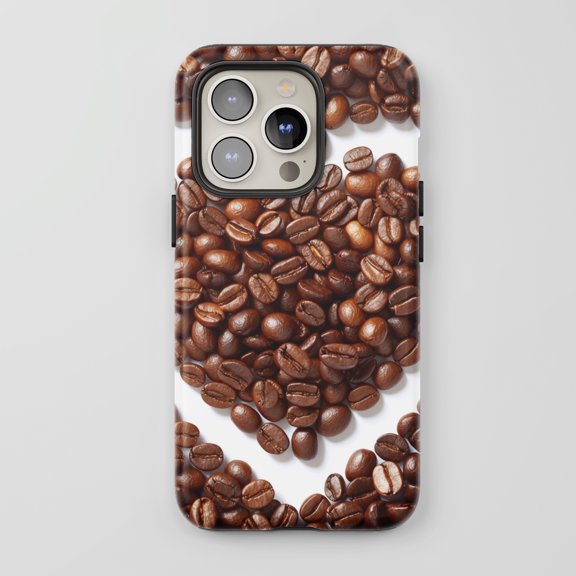 Coffee Beans For All iPhone Series Protective Phone Case Realistic Coffee Theme Brown White