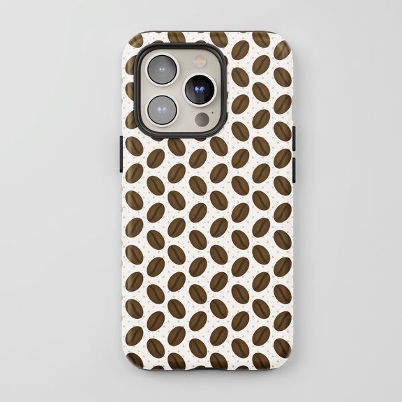 Coffee Beans For All iPhone Series Tough Phone Case Cafe Pattern Brown Beige