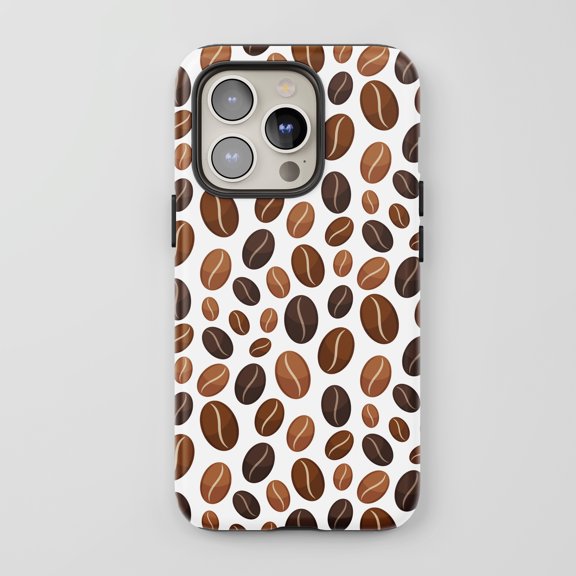 Coffee Beans For All iPhone Series Tough Phone Case Coffee Theme Brown White