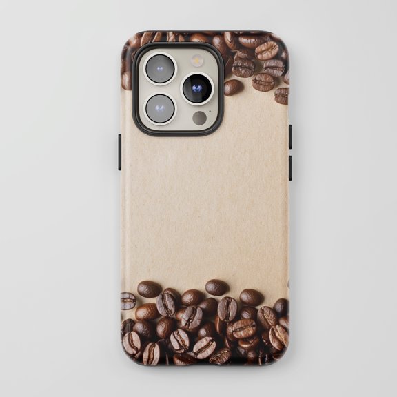 Coffee Beans For All iPhone Series Tough Phone Case Realistic Coffee Theme Brown Beige