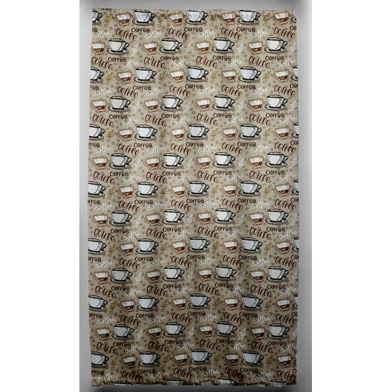 Coffee Beans French Door Curtain Panel with Tie Back (Lined)