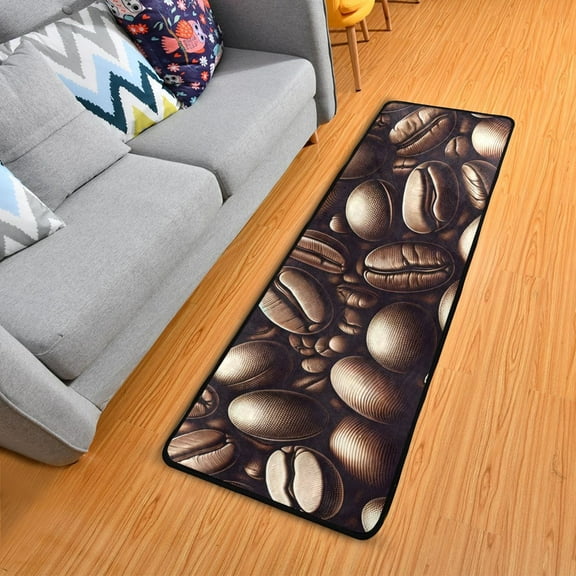 Coffee Beans Hallway Runner Rug 2'X6' Non-Slip Washable Carpet Runner Kitchen Entryway Laundry Bedroom