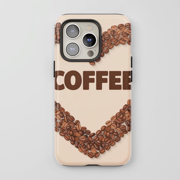 Coffee Beans Heart For All iPhone Series Protective Phone Case Coffee Theme Cream