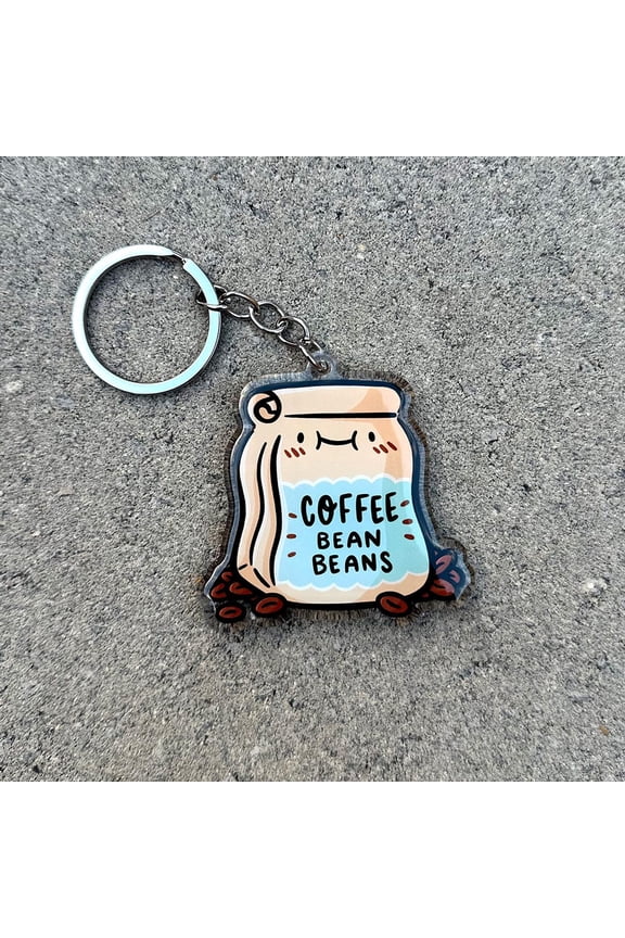 Coffee Beans Keychain | Cute Acrylic Keychain | coffee drinker keychain | coffee gift | bag of coffee beans keychain | cute coffee keychain