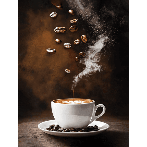 Coffee Beans Latte Art Canvas Print/Wall Art Suitable for Kitchen Decor Coffee Shop Decor Dining Room Decor Home Office Decor and Cafe Decor.