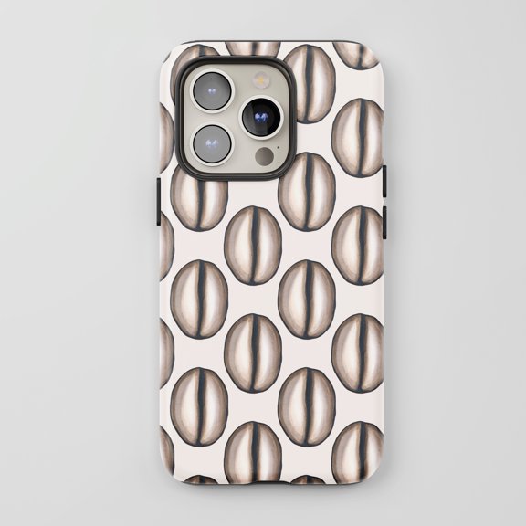 Coffee Beans Pattern For All iPhone Series Protective Phone Case Watercolor Beige Brown