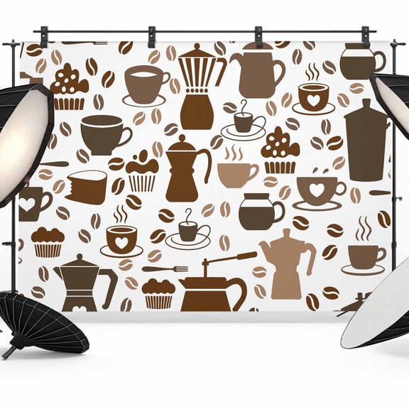 Coffee Beans Photography Backdrop 7x5FT, Brown Cake Hot Chocolate Abstract Style Photo Backdrops, Background for Photography Studio Photo Studio Background, Back Drop for Photoshoot