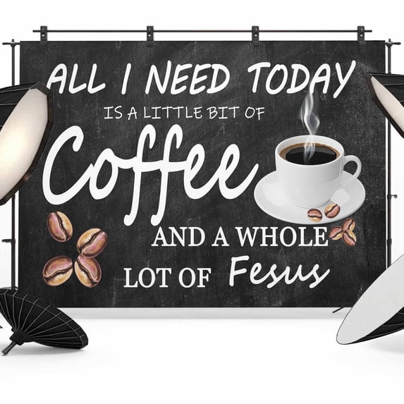 Coffee Beans Photography Backdrop 8x6FT, Coffee Cup Letterings Black ...