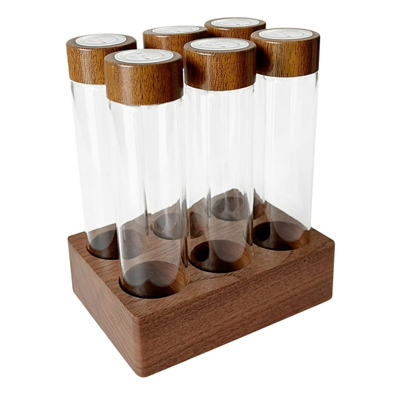 Coffee Beans Storage Containers Coffee Bean Test Tube Wooden Display Stand  Single Dosing Coffee Bean Storage Tubes for Kitchen Bar Countertop 17g