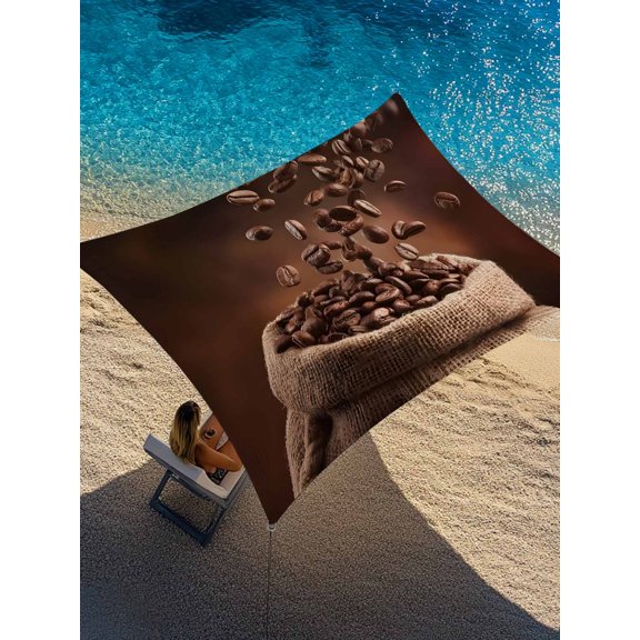 Coffee Beans Sun Shade Sail 6.5' x 10', Vintage Country Bagged Coffee Beans Rectangle Outdoor Sunshade Canopy, Waterproof UV Block Patio Covers for Garden Yard Beach