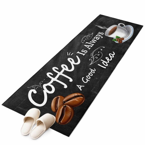 Coffee Beans Washable Area Rug&nbsp;2x6ft Coffee Cup Letterings Art Print Soft Rectangle&nbsp;Rugs for Living Room, Non Slip Carpet for Bedroom&nbsp;Entryway Dining Room
