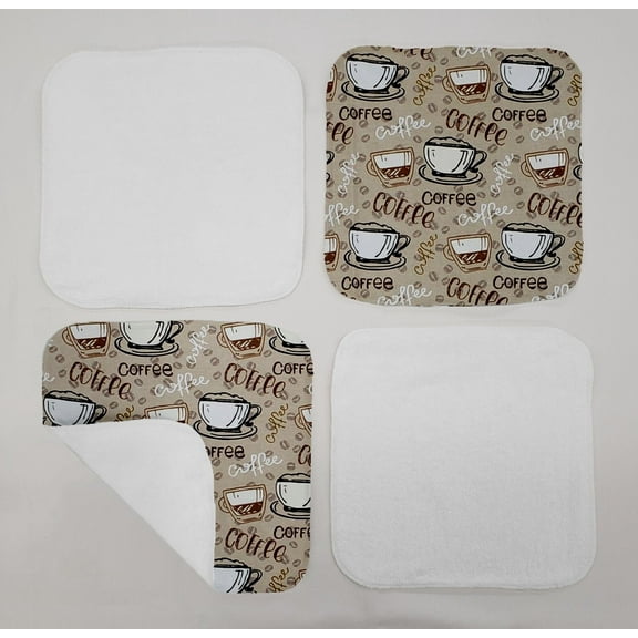 Coffee Beans Washcloths (Set of 4) (Towel Color: White)