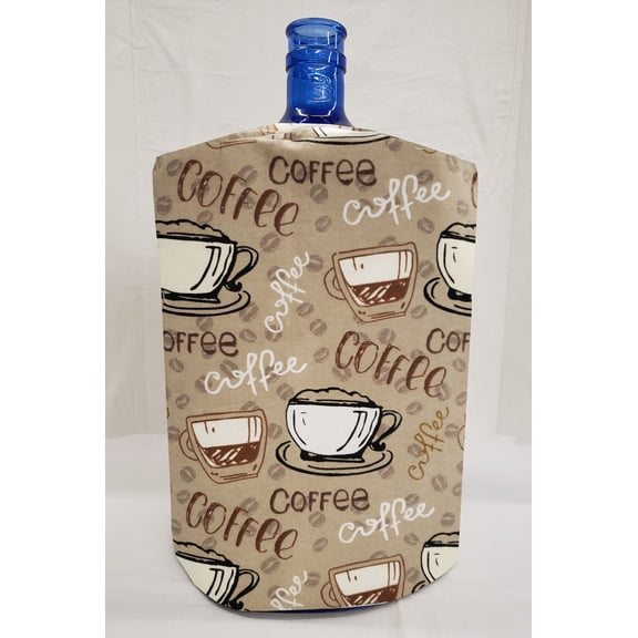 Coffee Beans Water Bottle Cover by Penny's Needful Things by Penny's Needful Things (5 Gallon Cover)(Top Spout)