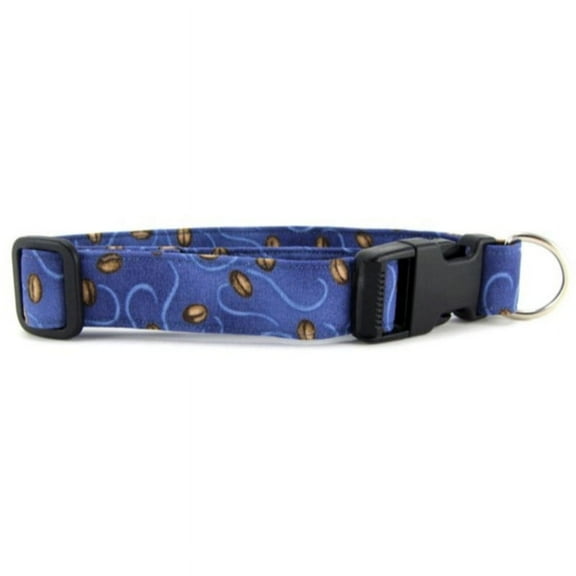 Coffee Beans on Blue Dog Collar - Size - Mini