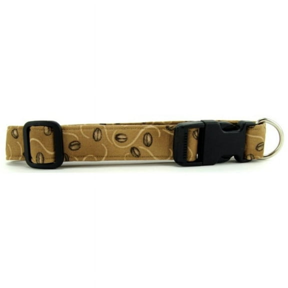 Coffee Beans on Tan Dog Collar - Size - X-Large