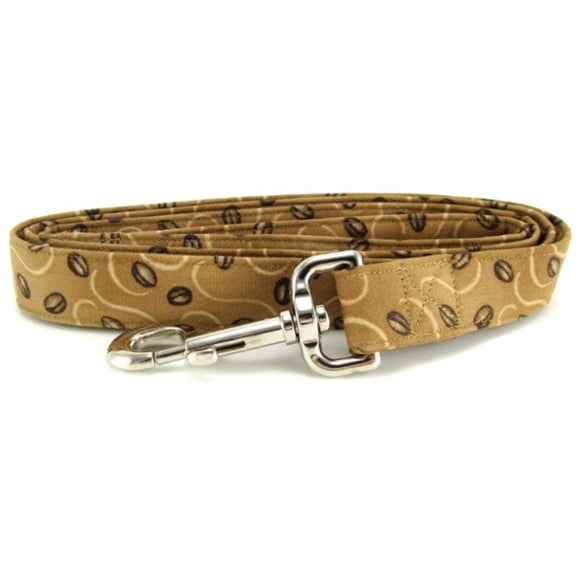 Coffee Beans on Tan Dog Leash - Size - Small