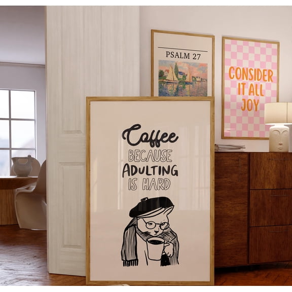 Coffee Because Ing Is Hard Wall Art Coffee Bar Print Coffee Poster Trendy Print Kitchen Decor Caffeine Print