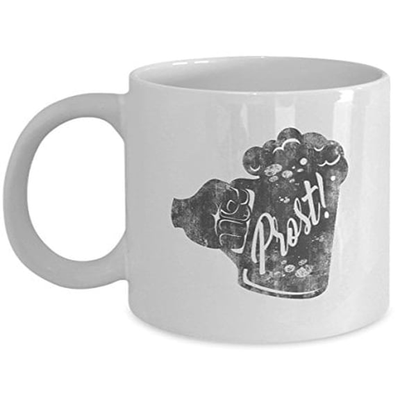 Coffee Beer 11 oz Coffee Mug - Prost! White Ceramic Gift